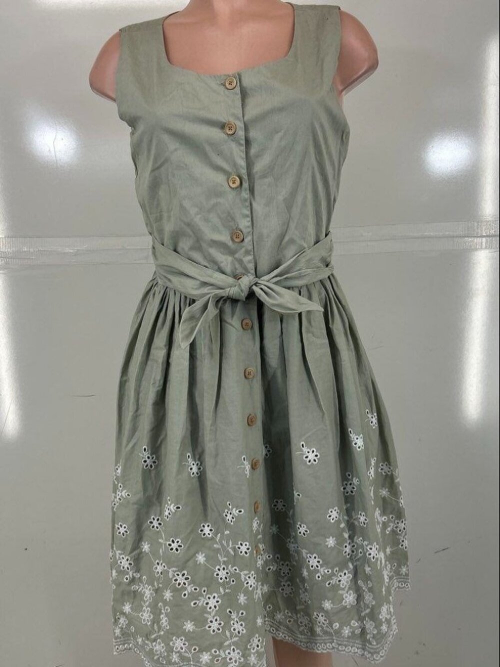 Blueberi Boulevard Sage Eyelet Embroidered Dress Women's M